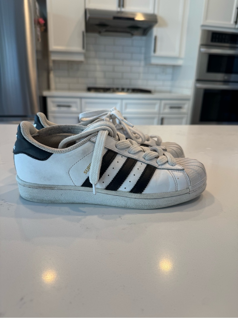 adidas Kids White and Black Superstar Sneakers